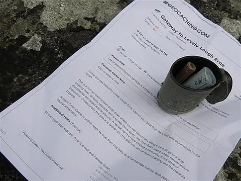 geocaching: a pastime in which participants use a GPS receiver to find a hidden container at a specific...