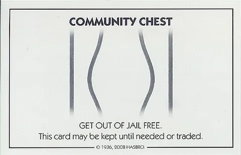 get out of jail free card: a certain privilege or advantage that provides relief from an undesirable situation or immunity...
