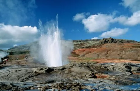 geyser: a boiling natural spring which throws forth jets of water, mud, etc., at frequent intervals, driven...