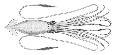 giant squid: a large squid of the species Architeuthis dux, which lives at great depths, and of which little is...