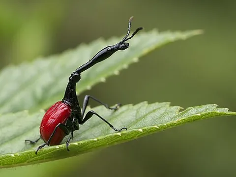 giraffe weevil: a weevil (Trachelophorus giraffa) endemic to Madagascar