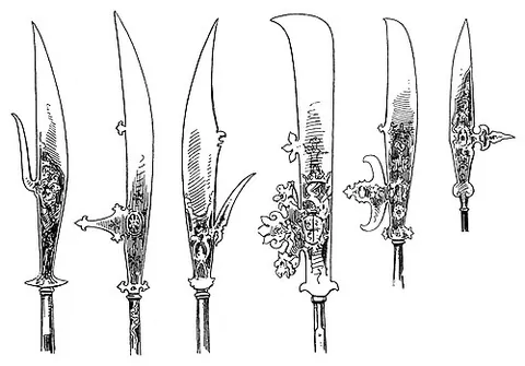 glaive: a light lance with a long, sharp-pointed head