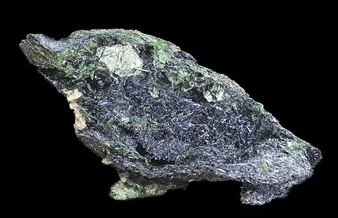 glaucophane: a blue amphibole mineral, a mixed aluminate of sodium, magnesium and aluminium that exhibits...