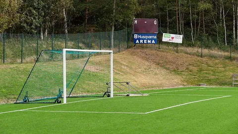 goalpost: one of the two vertical side poles of a goal