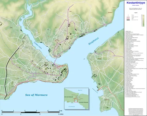 golden horn: a major urban waterway and the primary inlet of the Bosphorus in Istanbul, Turkey