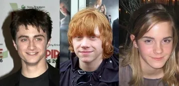 golden trio: the trio of the Harry Potter characters Harry Potter, Ron Weasley, and Hermione Granger