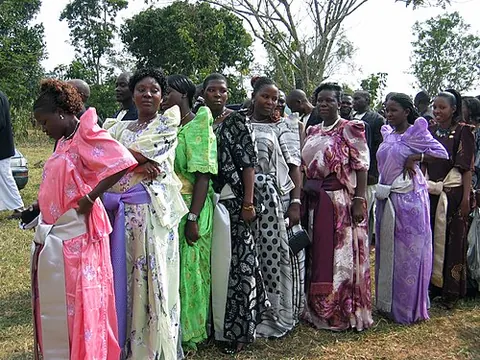 gomesi: a traditional colourful full-length garment worn by women in Uganda