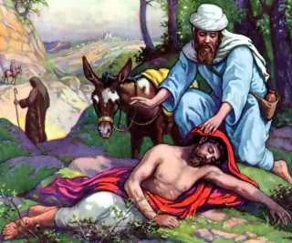 good samaritan: the subject of a particular New Testament parable, who helps a wounded man ignored by others