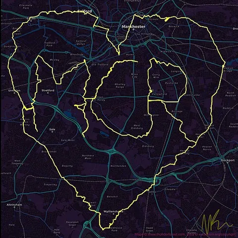 gps art: art that is based on the Global Positioning System (GPS), in particular drawings created by...