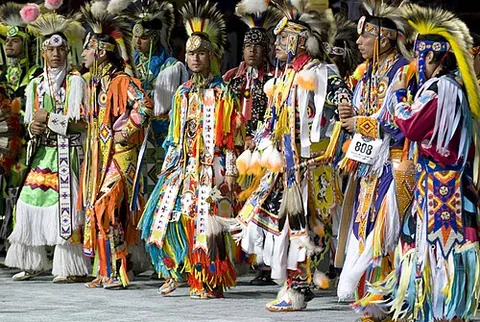 grass dance: a modern Native American men's powwow dance performed wearing colorful fringes, and originating...