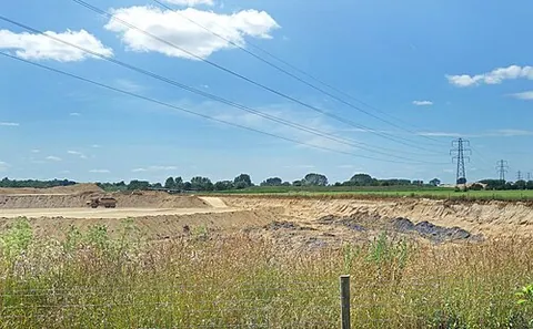 gravel pit: a quarry from which gravel for construction purposes is obtained