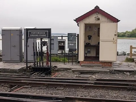 ground frame: a lever frame controlling the operation of points and/or signals which is installed at ground level