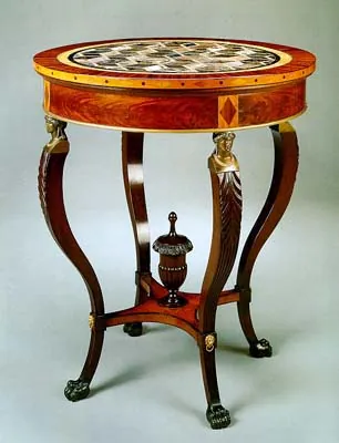 gueridon: a small table supported by one or more columns, or sculptural human or mythological figures, often...