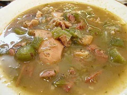 gumbo: synonym of okra: the plant or its edible capsules