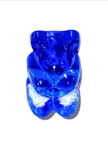 gummy bear: a confectionery made of gelatin in the miniature shape of a toy bear
