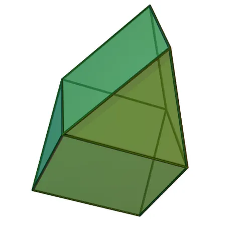gyrobifastigium: a polyhedral solid formed by joining two face-regular triangular prisms along corresponding square...