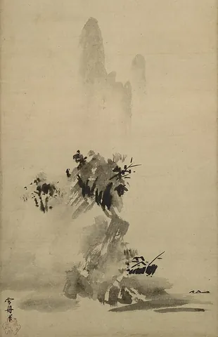 haboku: a technique of using splashed ink in brushwork painting, especially for painting a landscape