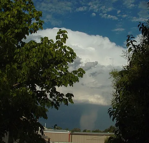 hail shaft: a region of intense rain and hail accompanied by a strong downdraft