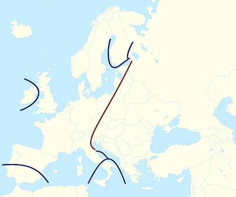hajnal line: an imaginary line drawn between Saint Petersburg in Russia and Trieste in Italy, sometimes thought...