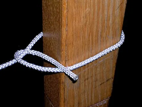 half hitch: a knot or hitch made by passing the end of the rope once around the standing part or other rope