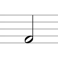 half note: a musical note that is two beats long, which is half the length of a semibreve and equal in length...