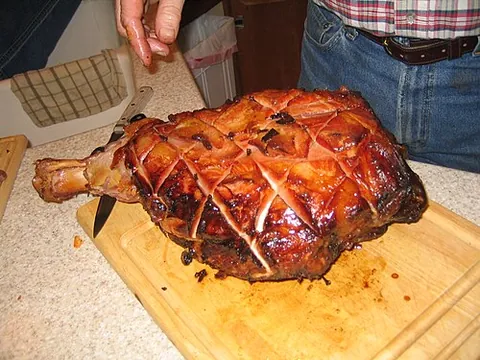 ham: the region back of the knee joint; the popliteal space; the hock