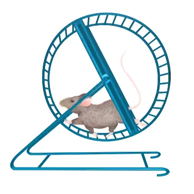 hamster wheel: a circular cage for a hamster or other small rodent, which rotates vertically as the animal runs at...