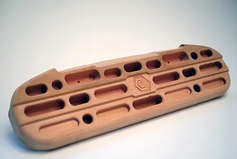 hangboard: a training device for building finger strength, popular with rock climbers, consisting of holds,...