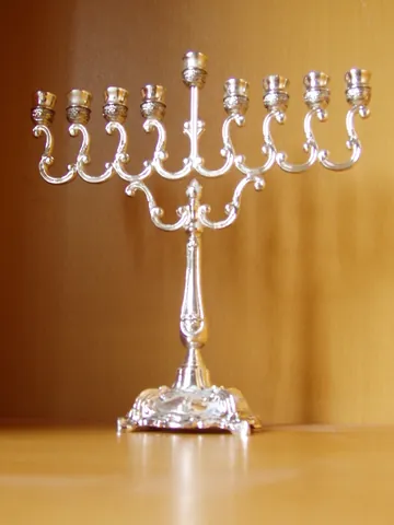 hanukkiah: a nine-branched menorah used during Hanukkah