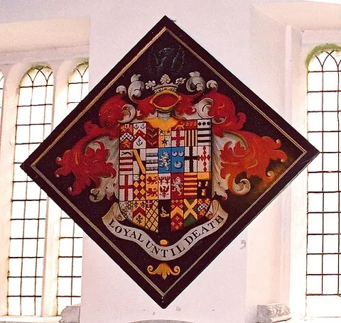hatchment: a display of the arms, supporters, crests, motto, etc of a deceased person, placed within a black...