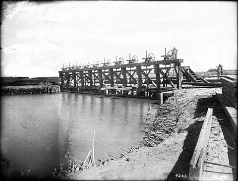 headgate: an upstream gate to an aqueduct, canal, river channel, or irrigation system that can be opened or...