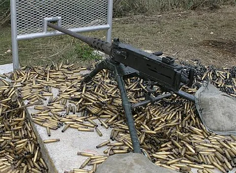 heavy machine gun: a gun capable of heavy sustained fire