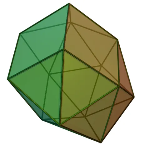 hebesphenomegacorona: a polyhedron, one of the Johnson solids, having 18 triangular and 3 square faces