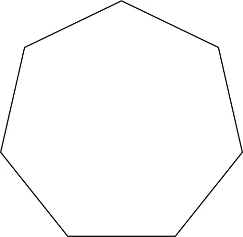 heptagon: a polygon with seven sides and seven angles