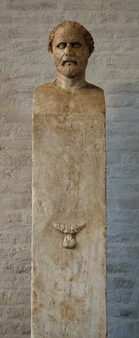 herm: a rectangular pillar bearing a bust of Hermes, once used as a boundary marker and later as...
