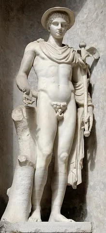hermes: the herald and messenger of the gods, and the god of roads, commerce, invention, cunning, and theft
