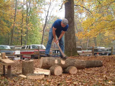hew: to chop away at; to whittle down; to mow down