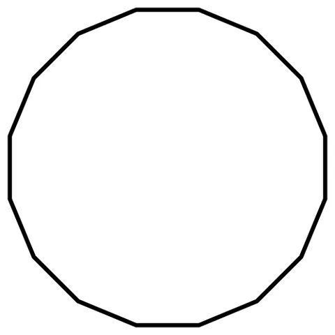 hexadecagon: a polygon with sixteen sides and sixteen angles