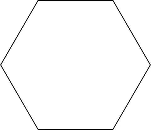 hexagon: a polygon with six sides and six angles