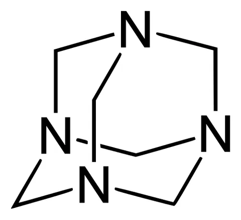hexamethylenetetramine: a crystalline compound C₆H₁₂N₄ used especially as an accelerator in vulcanizing rubber