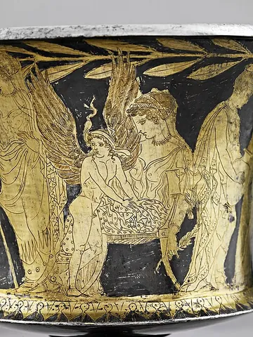 himeros: the Greek god of uncontrollable desire, often depicted as a winged child attendant to Aphrodite