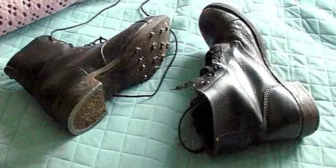 hobnail boot: a heavy-duty, hard-wearing work boot with hobnails in the sole to make them last longer and to...