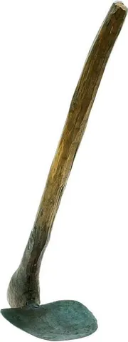 hoe: an agricultural and horticultural hand tool consisting of a long handle with a flat blade fixed...