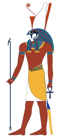 horus: the ancient Egyptian falcon-headed god of the sun, sky, war, and kingship
