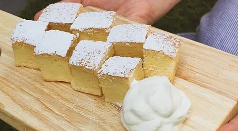 hot milk cake: an American butter sponge cake that uses scalded milk in the batter