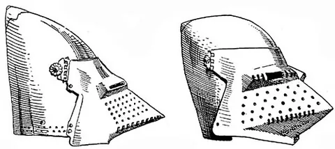 hounskull: a type of visor, drawn out into a conical point like a muzzle or beak which improved ventilation...