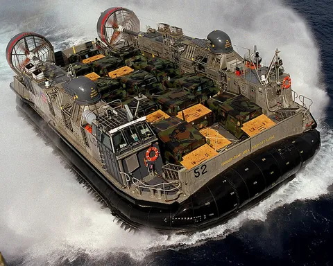 hovercraft: a vehicle supported on a cushion of air, able to traverse many different types of terrain and...
