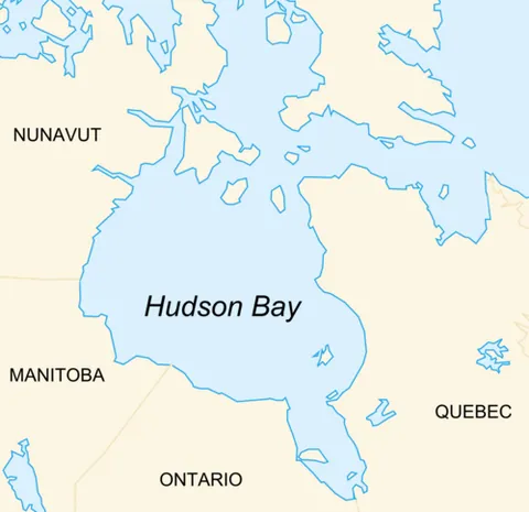 hudson bay: a gulf officially in Nunavut, but also surrounded by Manitoba, Ontario and Quebec, Canada, a...