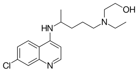 hydroxychloroquine: a drug derived from quinolone that is taken orally in the form of its sulfate C₁₈H₂₆ClN₃O·H₂SO₄ to...