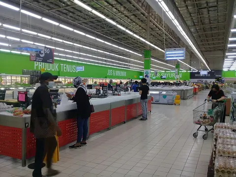 hypermarket: a shop combining elements of a department store and a supermarket